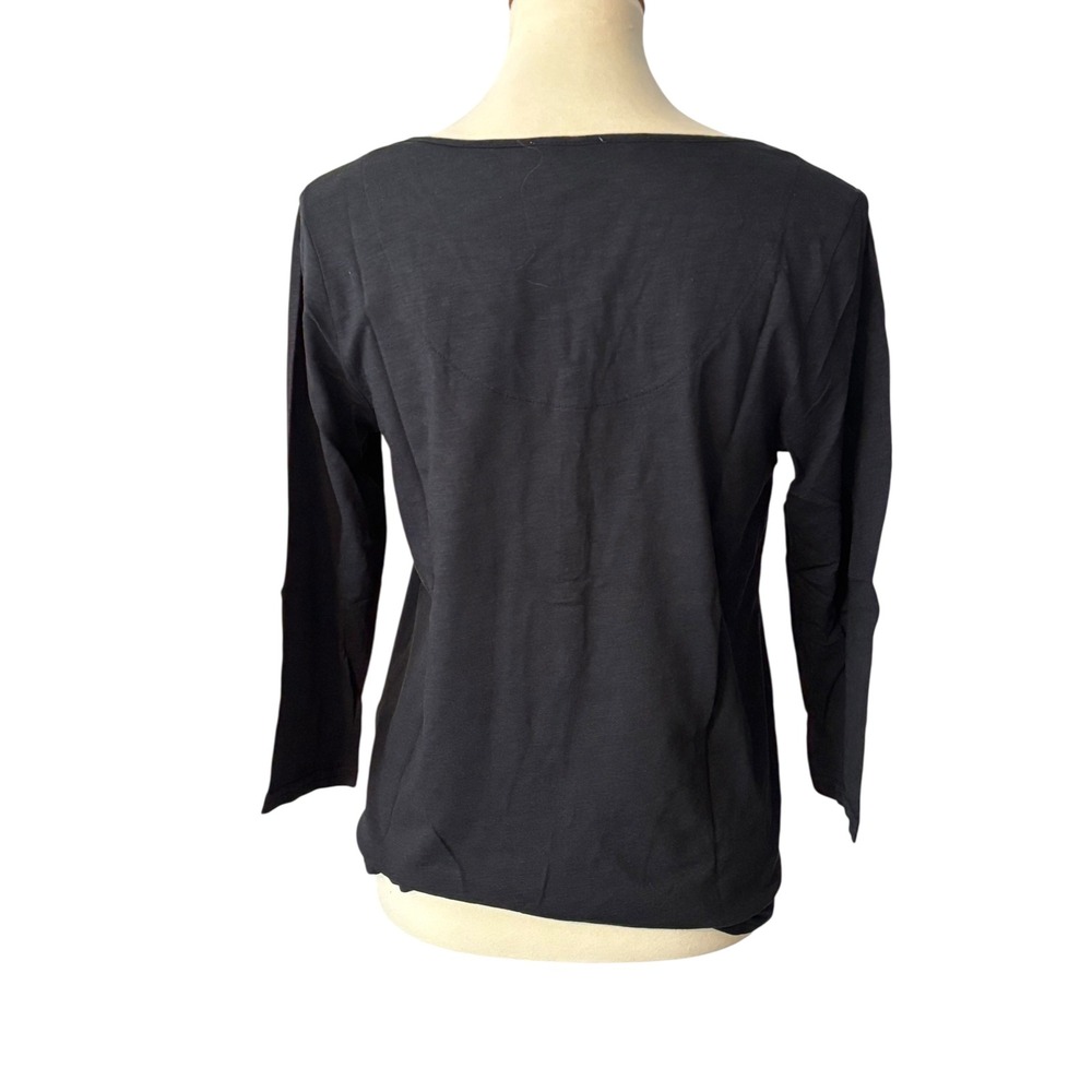 Skinny Girl SZ Small Black 3/4 sleeve‎ buttoned Henley shirt. Basic. Layering - Picture 5 of 10